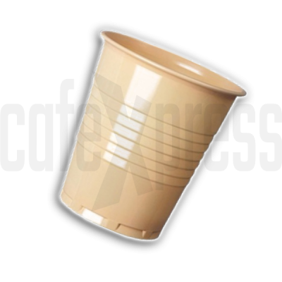 Vending plastic cup - 180 - brown - lengthways fluted – Hämmerle Kaffee GmbH